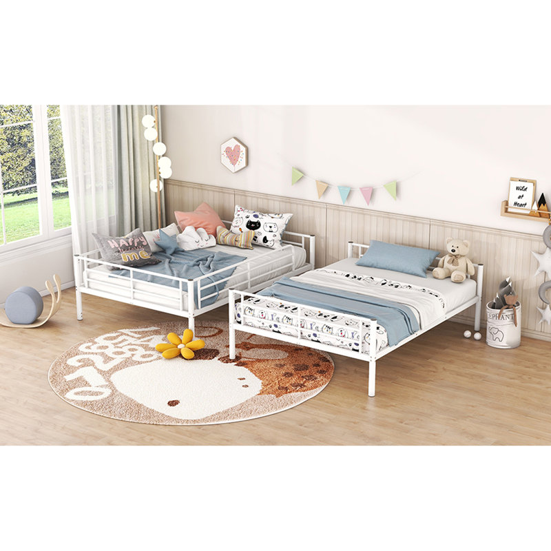 Lit superposé double au dessus d'un lit double, Double, Blanc