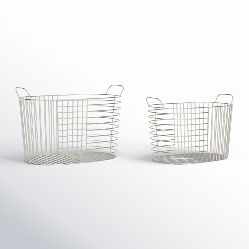 AllModern Abbie Decorative Basket, Silver, 14.15" H x 21.4" W x 12.15" D