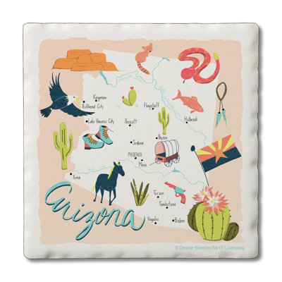 Thirstystone Arizona Attractions 4 Piece Tumbled Tile Coaster Set