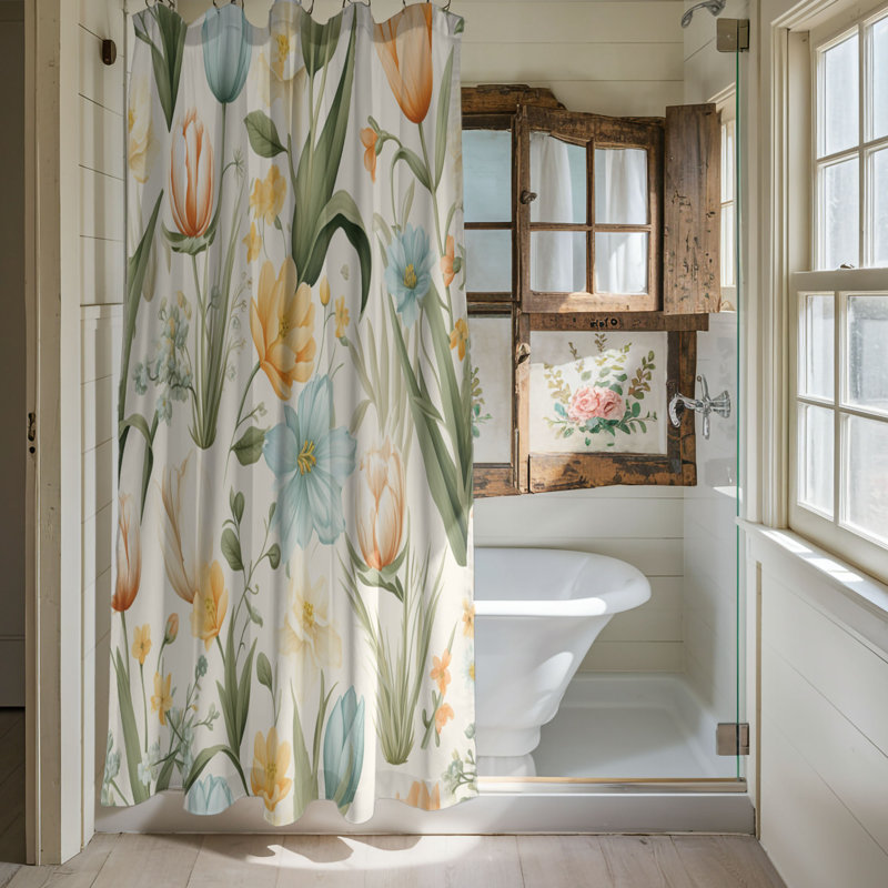 Fresh Prints - Rideau de douche standard 1 pièce, H 74 po x l 71 po