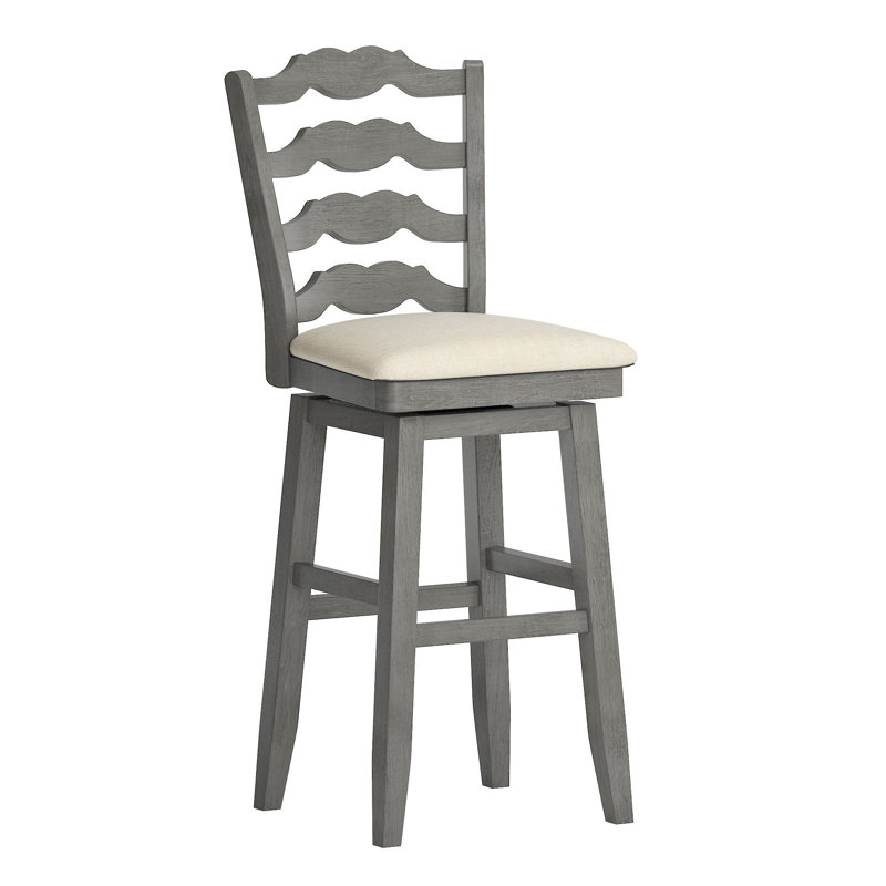 Fortville Swivel Upholstered Counter Stool, Antique Gray, Bar Stool (29” Seat Height)