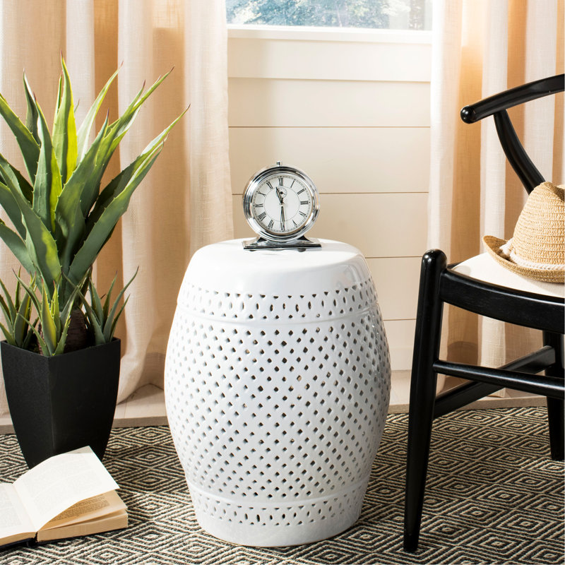 Tabouret de jardin en céramique Duro, Blanc