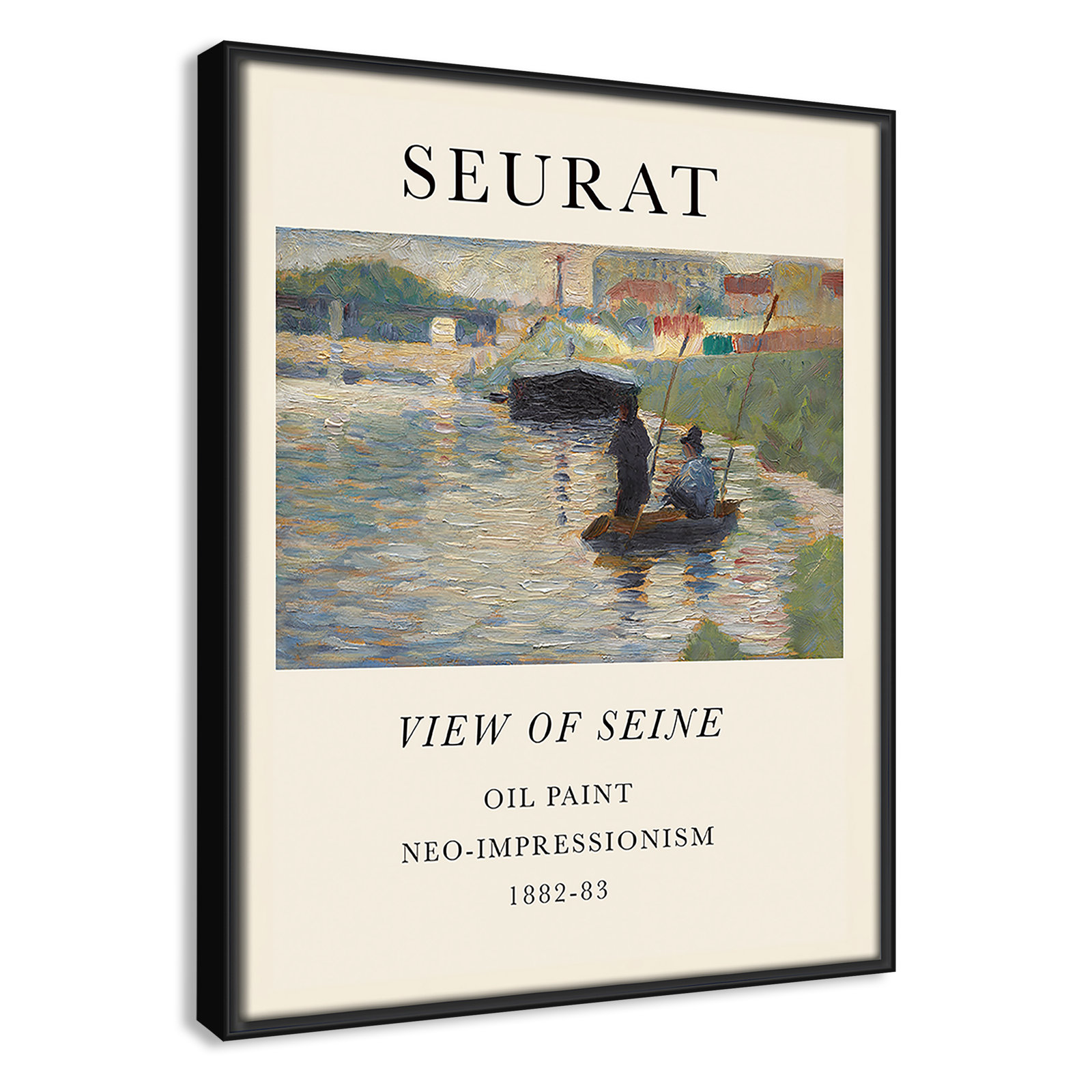 Old Masters Collection "View of Seine" Print, No, 15.5" H x 12.5" W x 2" D, Black Floater Frame