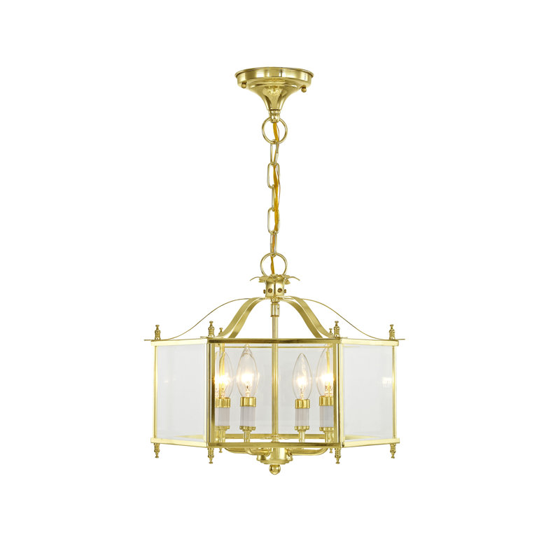 Djamshid Glass Semi Flush Mount, Polished Brass