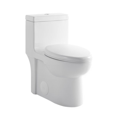 1.1/1.6 GPF Tornado Flush One-Piece Toilets For Bathrooms,Button On The Tank Top,Water-Saving Elongated Comfort Height Floor Mounted, Soft Closing Seat,Powerful Dual Flush MAP 1000G,Gloss White