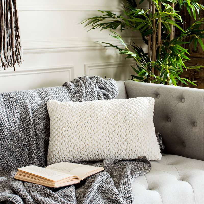  Cotton Throw Pillow, 12" x 20"