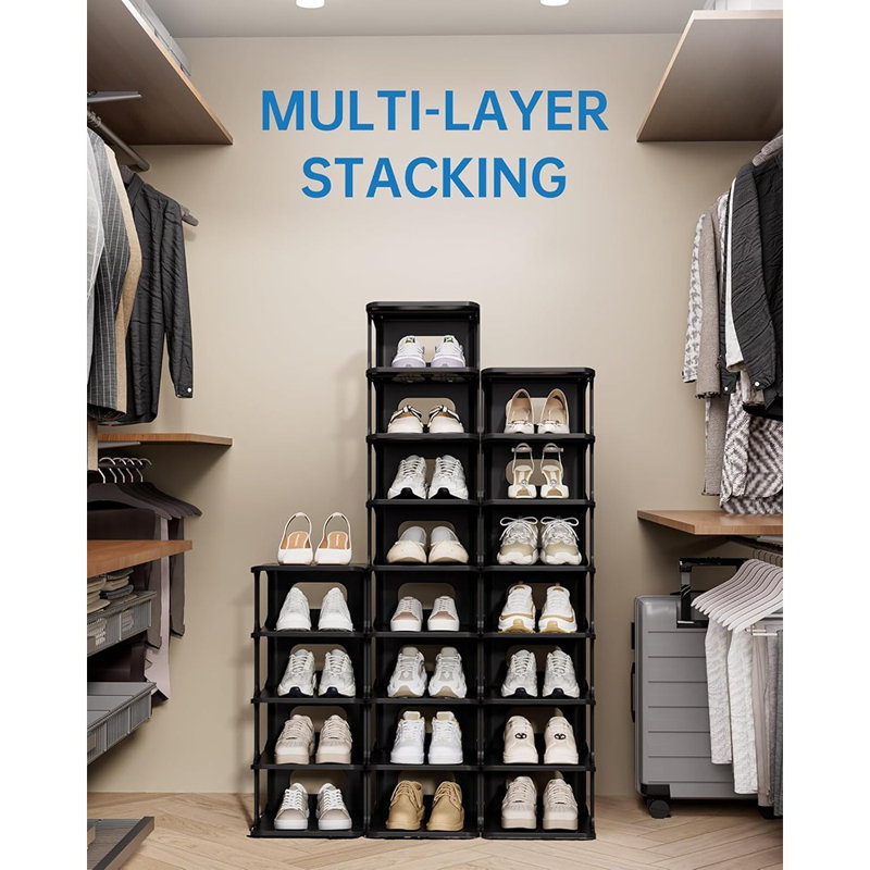 Range-chaussures vertical à 14 niveaux - Organisateur de chaussures autoportant pour petits espaces, placards et vestibules