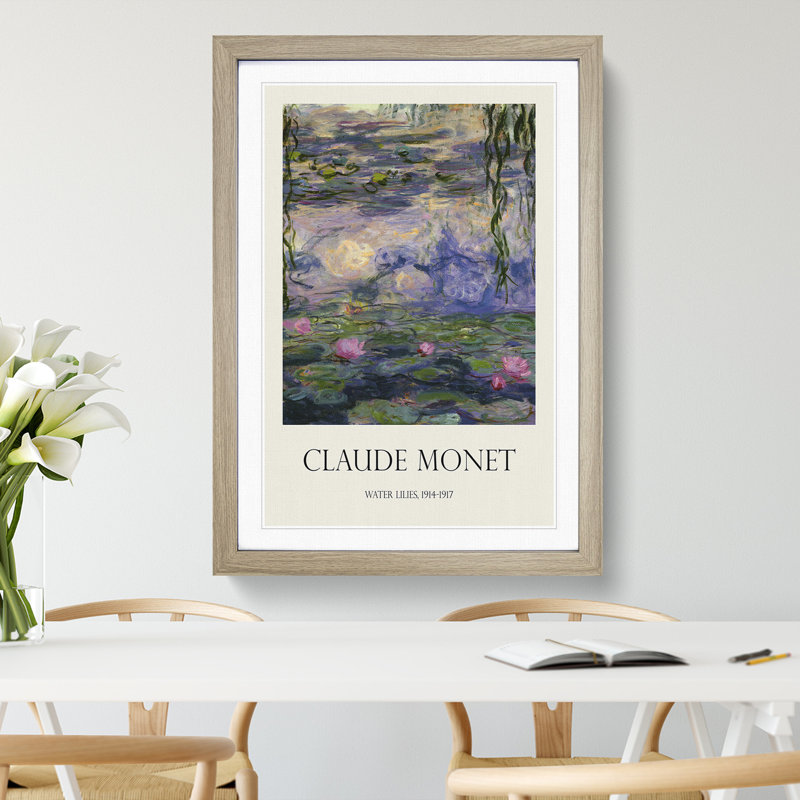 Water Lilies Lily Pond Vol.11 by Claude Monet - Picture Frame Art Prints, 65cm H x 48cm W x 2cm D, Oak Framed