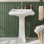 Lavabos de salle de bain sur pied, lavabo sur pied rectangulaire moderne avec trop-plein et 3 trous pré-percés - convient aux robinets de 4 pouces