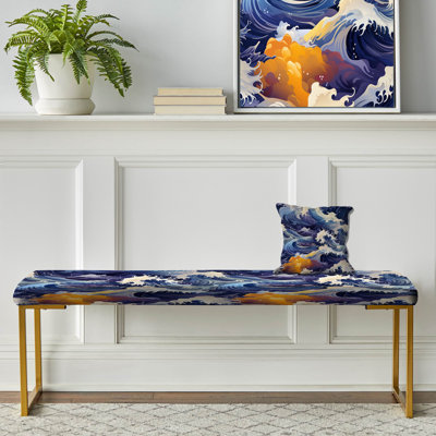 Coastal Upholstered Gold Bench