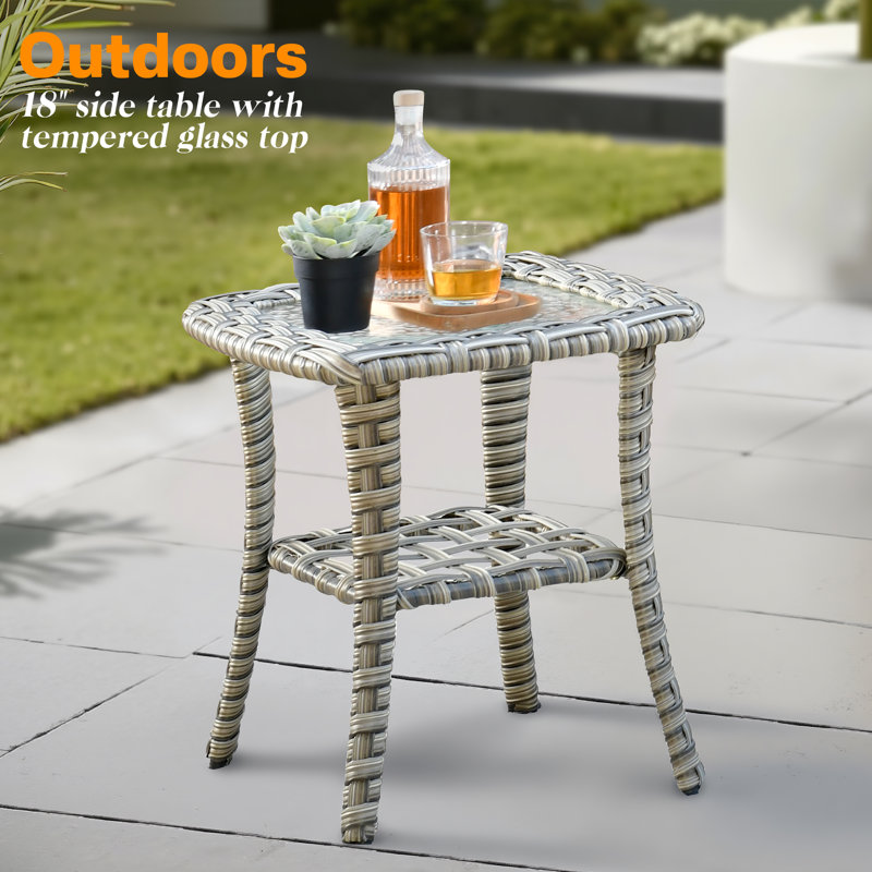 Emroy 8 - Person Wicker/Rattan Sectional Seating Group with Lighted Coffee Table and Swivel Chairs, All Weather Modular Outdoor Conversation Set with Cushions