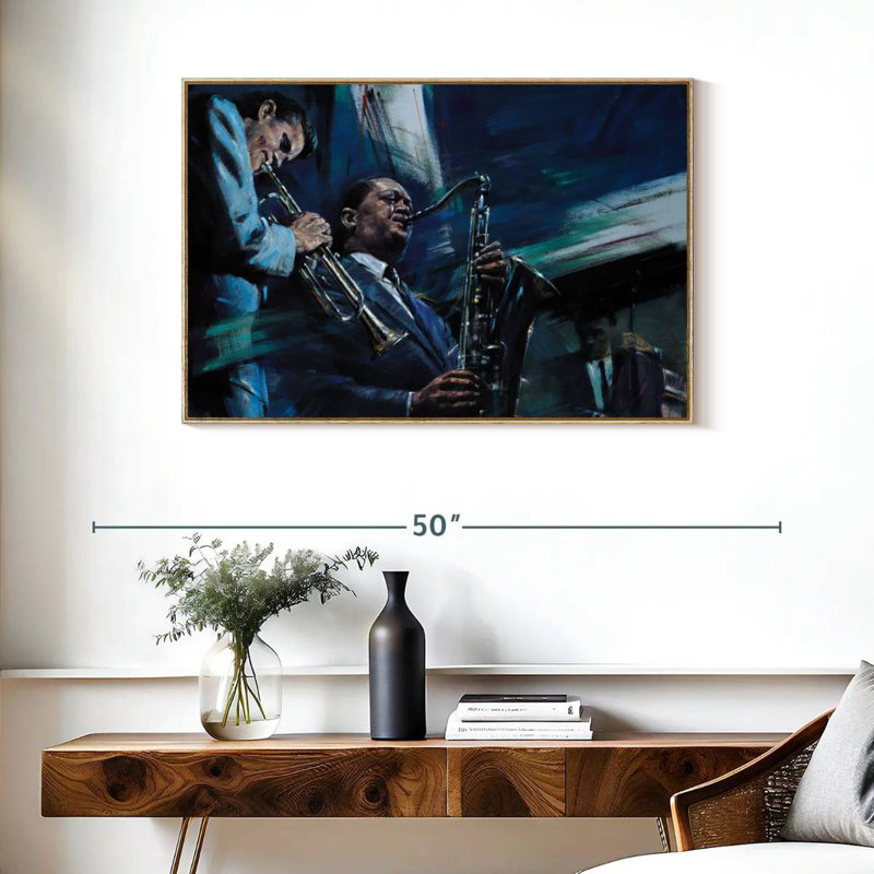 Bleu froid, Cadre flottant en bois naturel, 37 po x 25 po