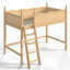Lit mezzanine en bois massif avec garde-corps pleine longueur et amplement d'espace sous le lit-1056704201-1056704203