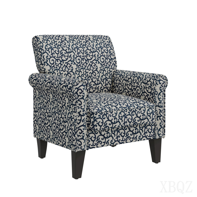 Chaise d'appoint à motif de vigne bouclée noire avec pieds en bois massif brun foncé, Black