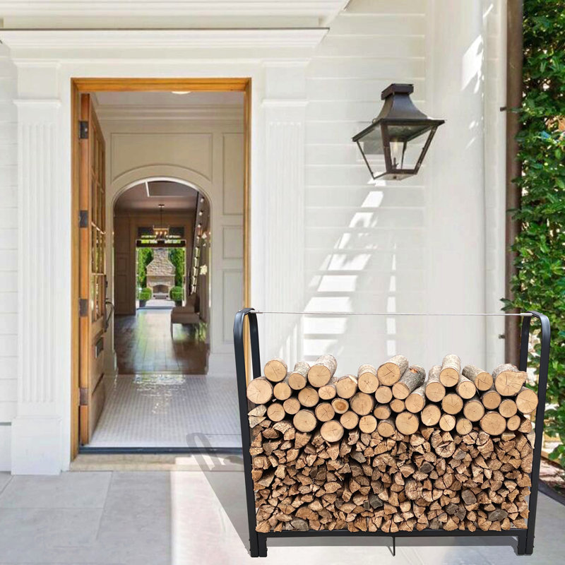 Porte-bûches robuste en bois Artibear pour support de bûches en métal