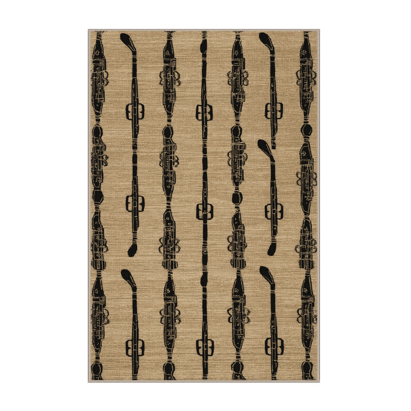  Washable Bass Clarinet Music Area Rug, Rectangle 3' x 5'