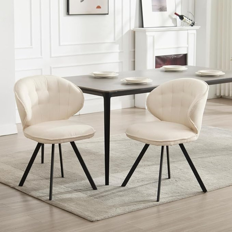49cm H Upholstered Metal Accent, White