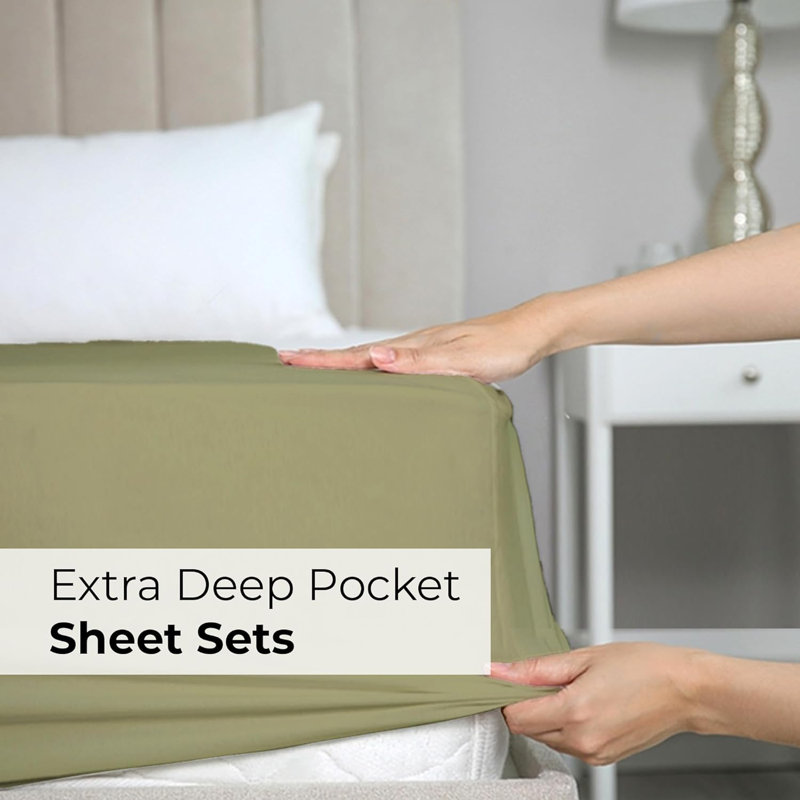 Sage Green Queen Deep Pocket Microfiber Sheet Set