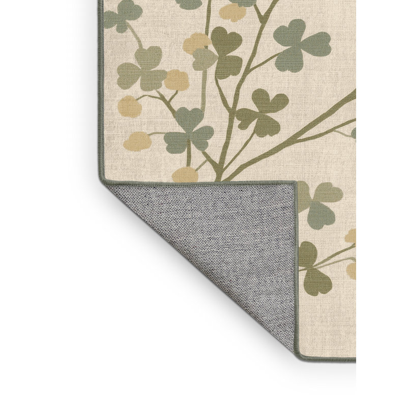 Machine Washable Delancey St Patties Modern & Contemporary Abstract Rug in Beige – SageGreen Binding, 7x9