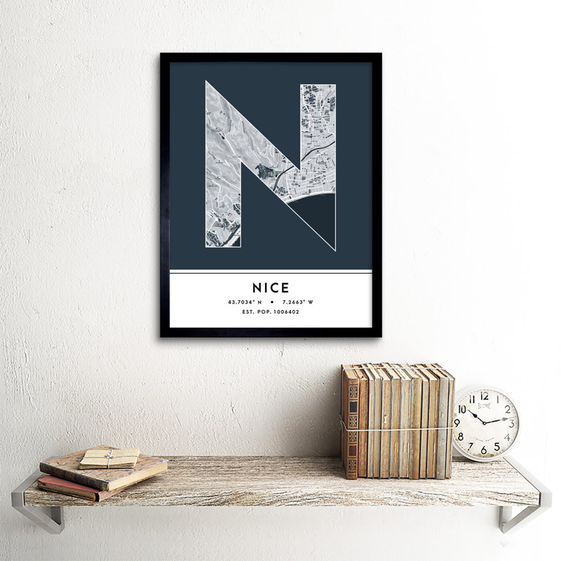 Nice City Map Nice France City Map - Single Picture Frame Typography