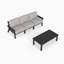 Ensemble de conversation de patio en PEHD pour 3 personnes avec coussins, ensemble de canapé de patio toutes saisons, ensemble de conversation extérieur-1408171915-1408171925-1408171926