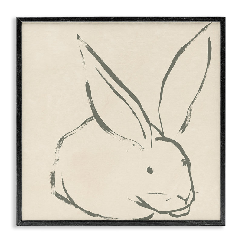 «Simple Rabbit Outline», estampe numérique par June Erica Vess, Giclée encadrée noir minuit, H 17 po x l 17 po