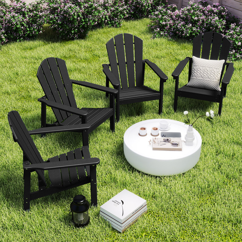Abdinour Outdoor Adirondack Set, Black