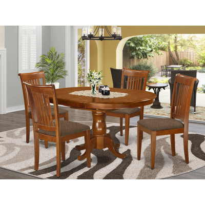 Lawanda 5 - Piece Butterfly Leaf Rubberwood Solid Wood Dining Set