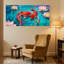 Oiseaux, poissons koi et fleurs de lotus dans l'eau, ensemble de 3 impressions sur toile-763358129