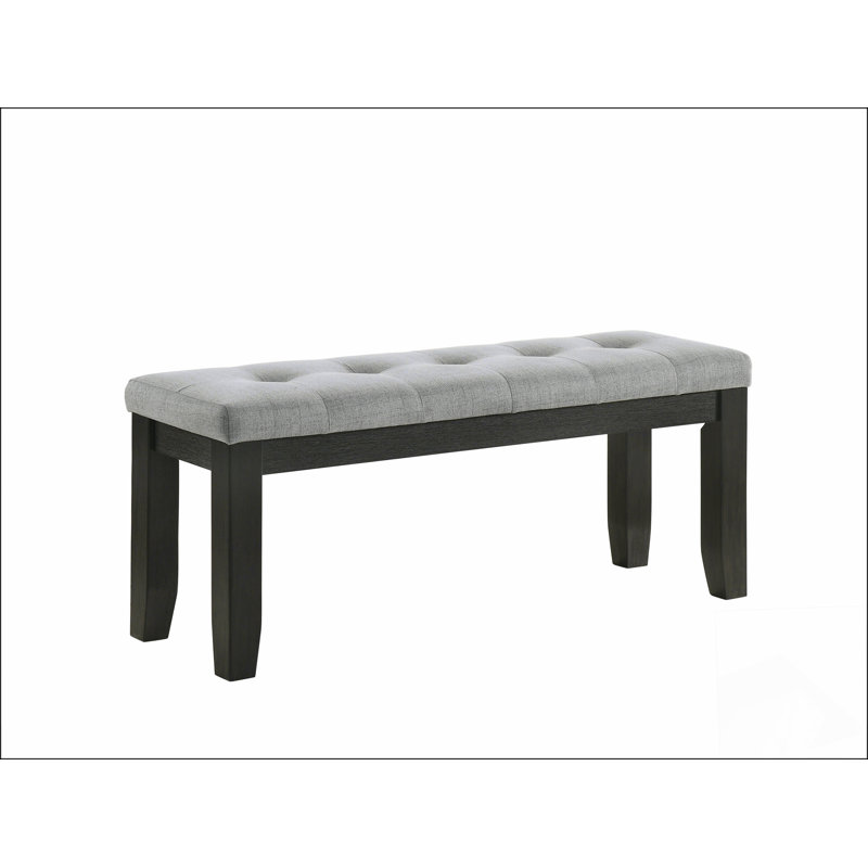 1Pc Contemporary Style Bench  Fabric Upholstery Tufted Tapered Wood Legs Bedroom Living Room Dining Room Furniture Wheat Charcoal Finish