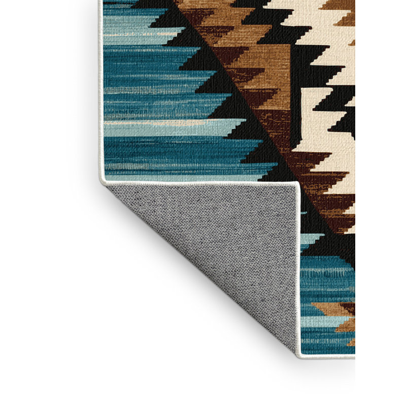 Washable Storm Pattern Southwestern Area Rug, Runner 2' x 4'
