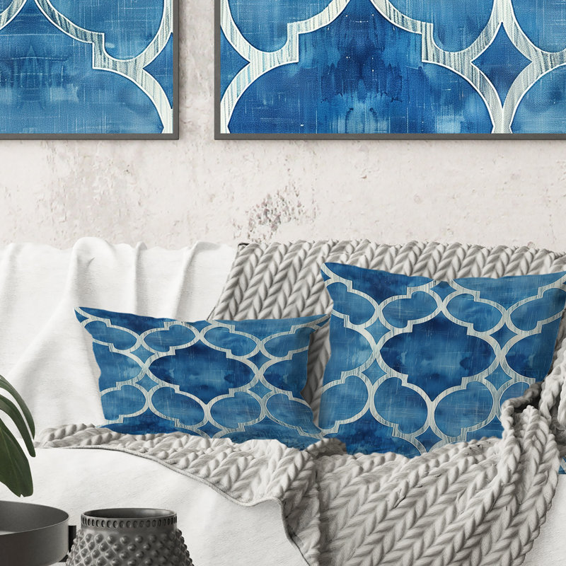 Coussin lombaire bleu Modern Trellis VII