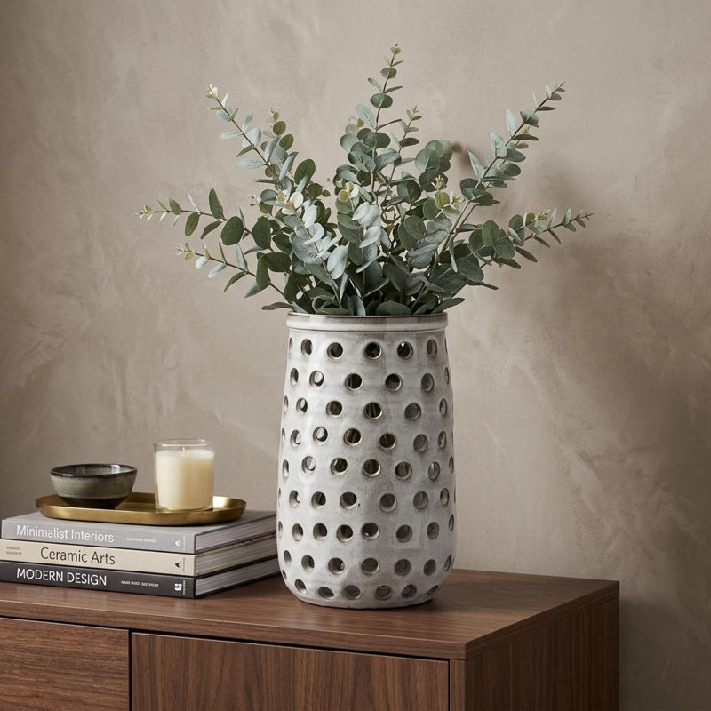 Vase de plancher en céramique 19 po gris, H 11,5 po x l 7,5 po x P 7,5 po