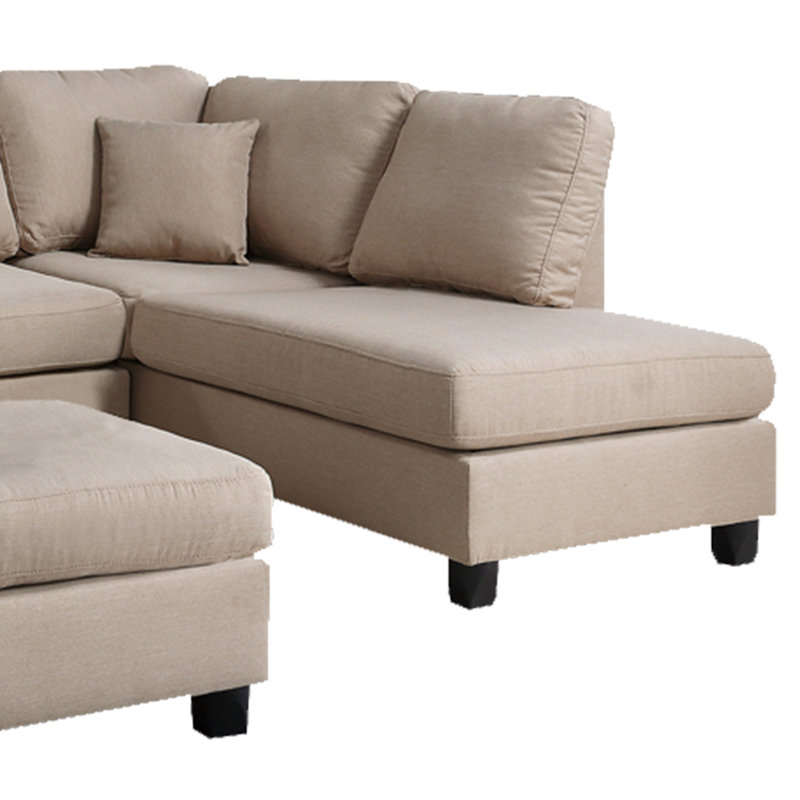 Safeer Upholstered L-Shaped Sectional Reversible, Sand Beige