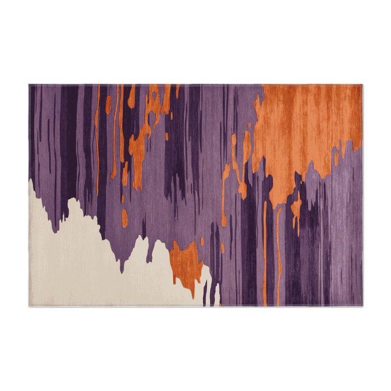 Tapis intérieur et extérieur mauve Watercolor, Rectangle 9 pi x 12 pi