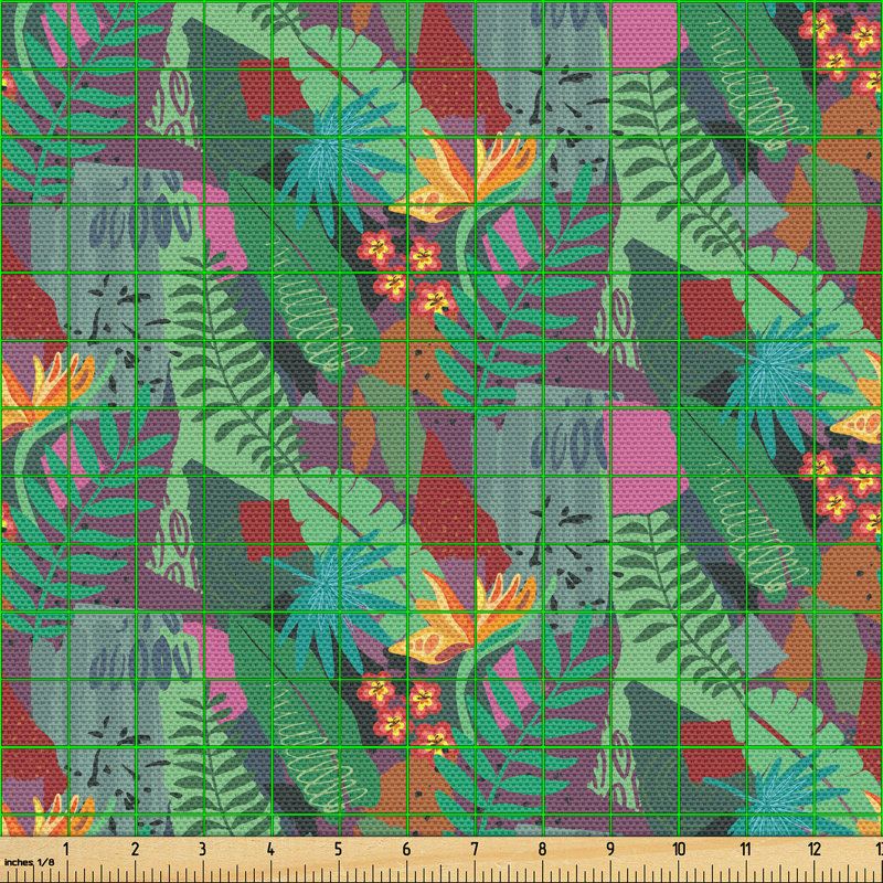 Painuly Tropical Jungle Leaves and Branches Fabric