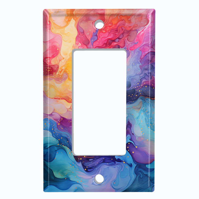 Plaque d'interrupteur en métal ; interrupteur à bascule GFI 1 module, format standard américain - Motif marbré abstrait imprimé