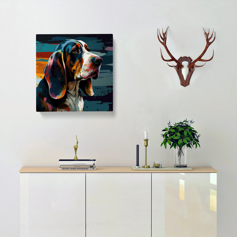 Basset Hound Expressionism - Wrapped Canvas, 50cm H x 50cm W x 3cm D