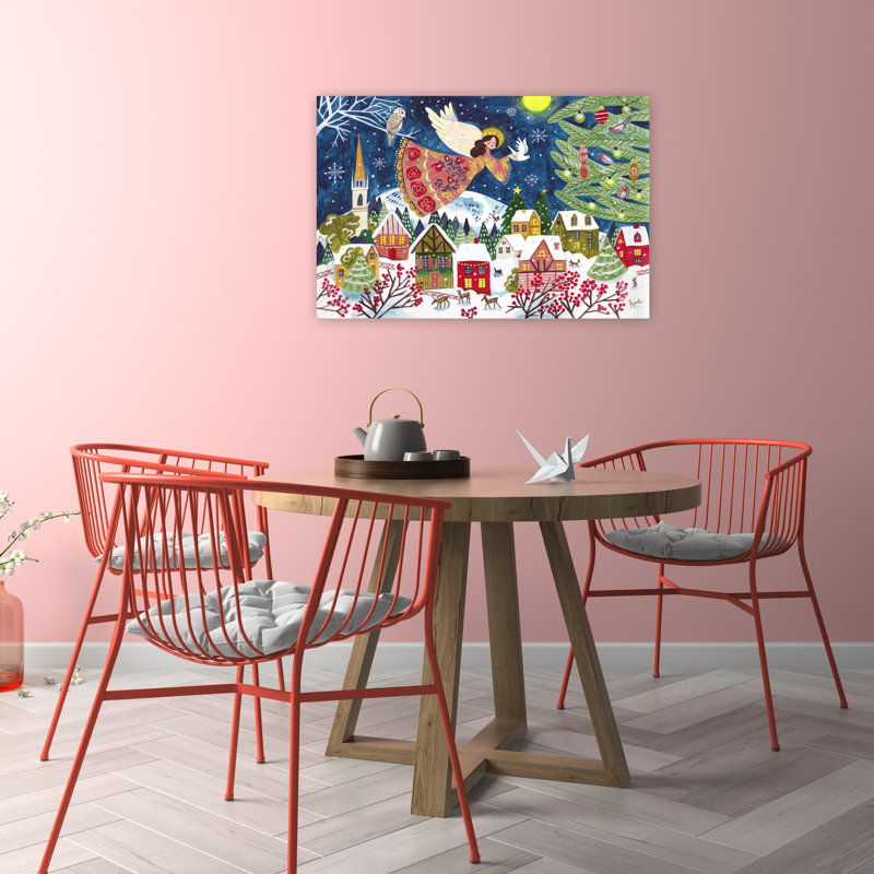 Angel Of Peace Christmas Abstract Contemporary Christmas Tree Bird Deer Winter Architecture Wall Art Print 1 Piece Wrapped Canvas Wall Art