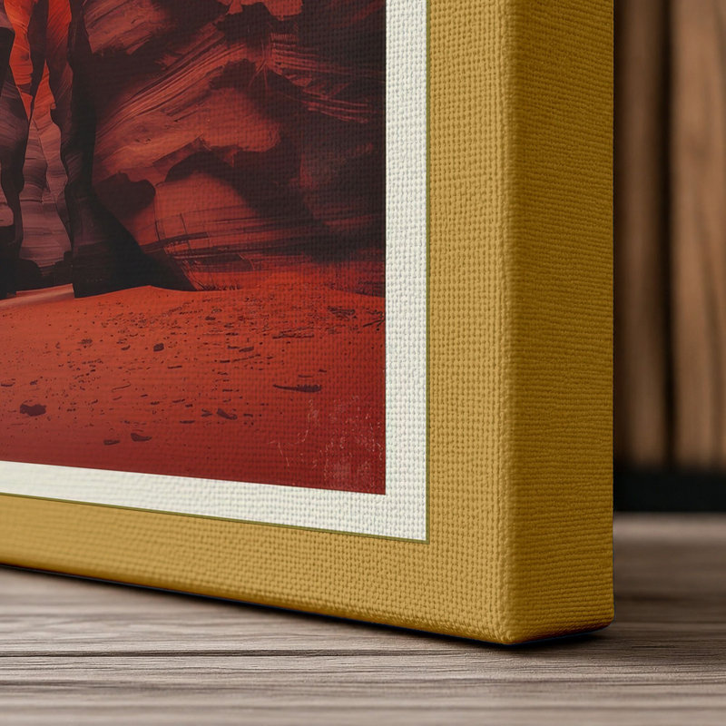 Figure in Canyon Light Landscape - Wrapped Canvas, 18x12 - 45.7 x 30.5 cm, Ochre Border