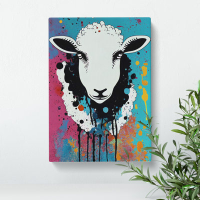 Splashed Sheep No.2 Abstract - Wrapped Canvas