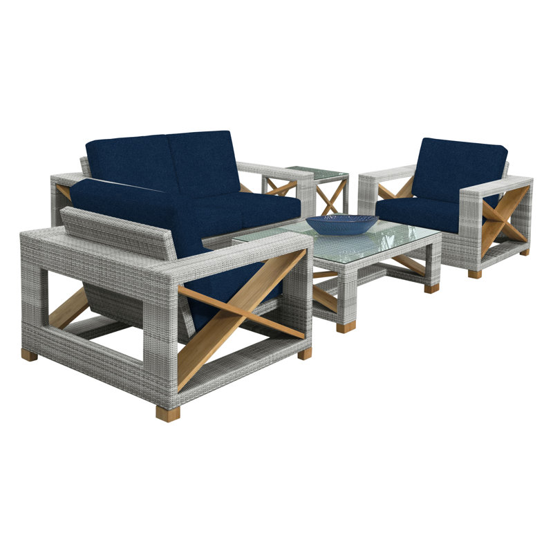 Jupiter Outdoor 4 - Piece Conversation Set, Oat, Jupiter Cool Gray