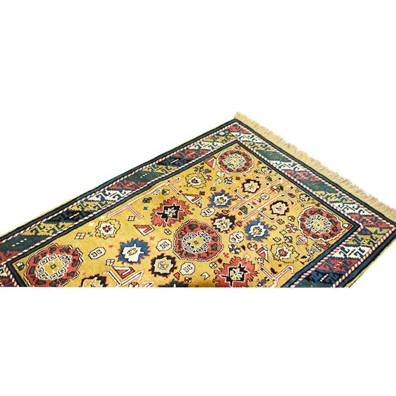 Tapis beige et bleu noué à la main de haute qualité