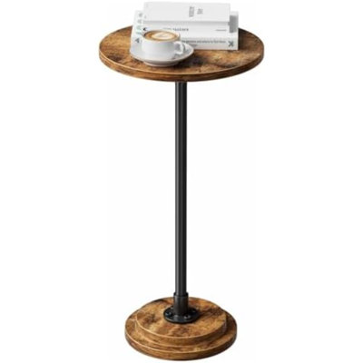 Petite table d'appoint ronde, table basse, table de chevet pour salon, table basse pour chambre, brun rustique