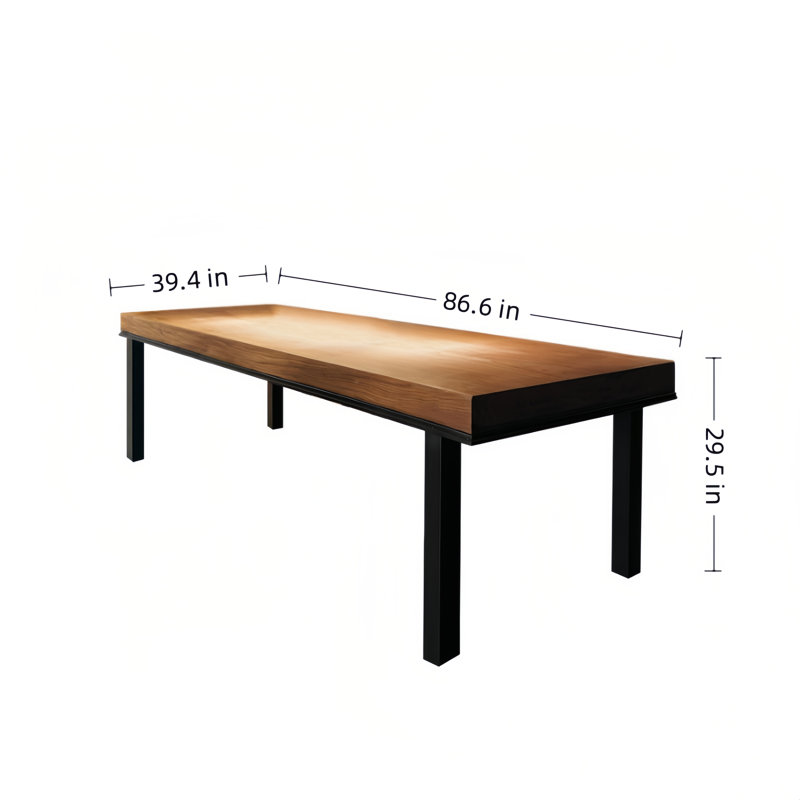 Industrial Style Heavy Solid Wood Dining Table, 29.50"H x 86.60"L x 39.40"W