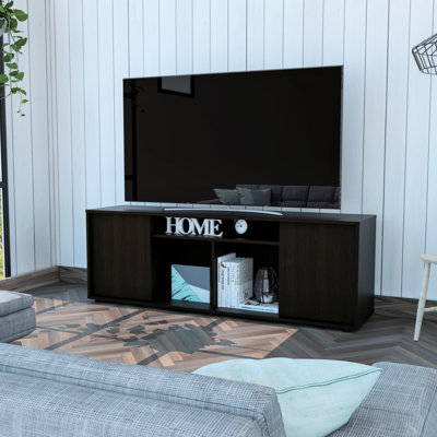 Meuble télé avec quatre tablettes et deux armoires avec porte simple (meuble télé)