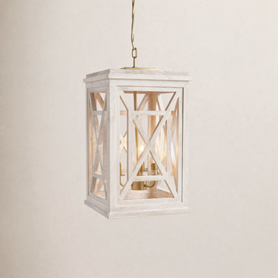 1 - Light White Washed Square/Rectangle Pendant