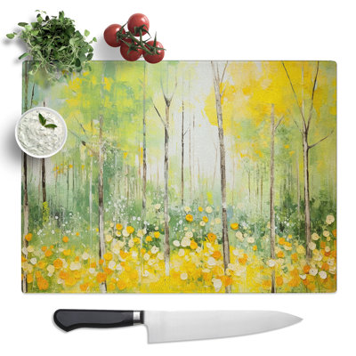 Spring Forest Impressionism No.2  Glass Chopping Board