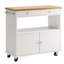 Îlot de cuisine roulant avec armoire de rangement, chariot de cuisine d'une largeur de 35,4 po, table d'îlot à 2 tiroirs, îlot de cuisine mobile avec porte-serviettes, plateau en bois et roulettes verrouillables, blanc 