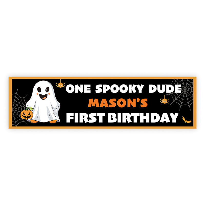 Bannière personnalisée d'Halloween 1er anniversaire, panneau de bienvenue «One Spooky Dude», lot de 1